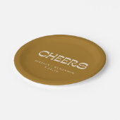 応援Groovy金ゴールドタイポグラフィ名結婚のカスタム ペーパープレート (アングル)