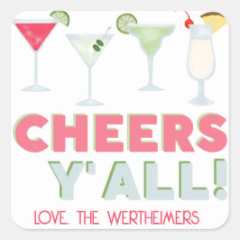 応援Y'all Happy Hourステッカー スクエアシール