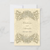 応答の招待状を結婚している旧式なクリーム色のバラ 出欠カード (裏面)