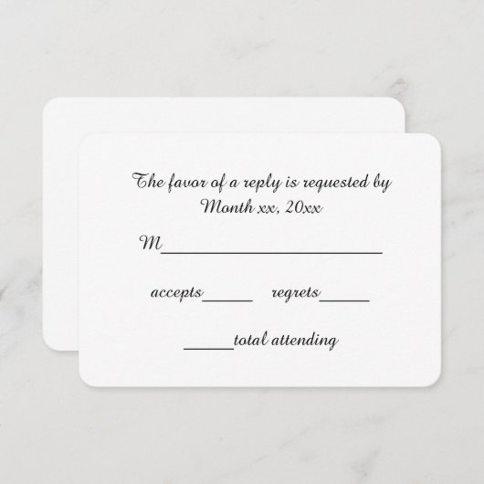 応答は結婚式のための原稿RSVPを梳きます 出欠カード (正面/裏面)