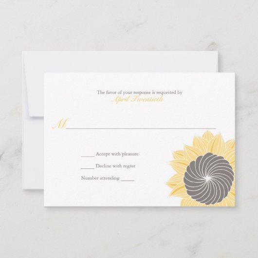 応答を結婚するヒマワリ 出欠カード (正面)