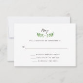 応答を結婚する緑の植物の葉 出欠カード (正面)