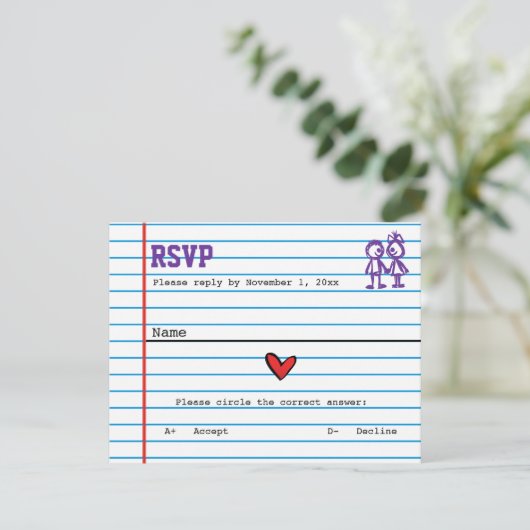 応答カードを結婚している学校の恋人 出欠カード (スタンド正面)