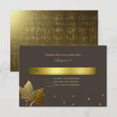 応答カードを結婚する秋の金葉 出欠カード (正面/裏面)