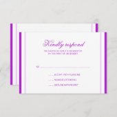 応答カードを結婚する紫色のストライプ 出欠カード (正面/裏面)
