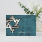 応答カードバー（ユダヤ教の）バル・ミツバーティール（緑がかった色） グランジ 出欠カード (スタンド正面)