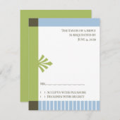 応答カードRSVPバプテスマ招待状 出欠カード (正面/裏面)