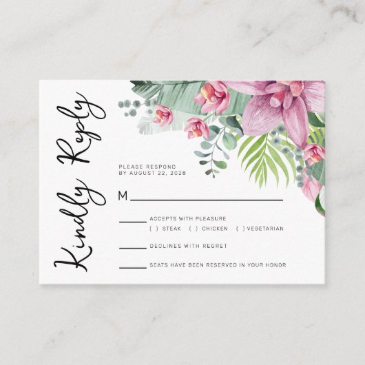 応答フローラトロピカル結婚の エンクロージャーカード (正面)