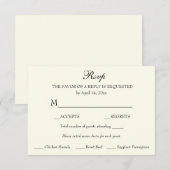 応答RSVPミニマリストクラシックエレガント 出欠カード (正面/裏面)
