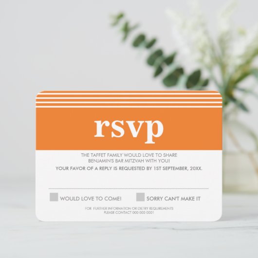 応答RSVP応答はっきりしたシンプルオレンジ 出欠カード (スタンド正面)