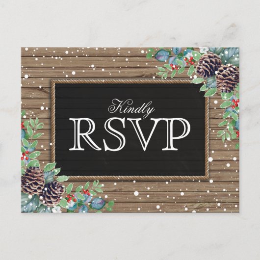 応素朴答 | クリスマスウィンターウェディングRSVP インビテーションポストカード (正面)