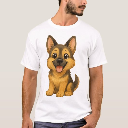 忠実なる番犬: ヴィンテージ・ジャーマンシェパード Tシャツ (正面)