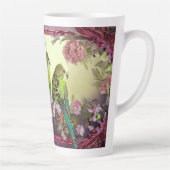 忠実なインコとピンクの花 カフェラテマグ (右)