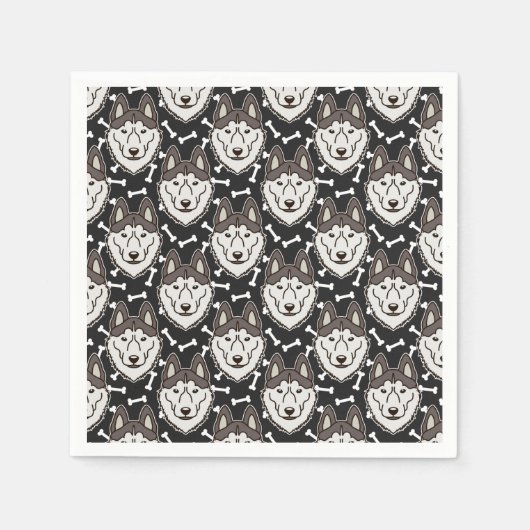 忠実なシベリアのハスキー北極そり犬ペットワンちゃん スタンダードカクテルナプキン (正面)