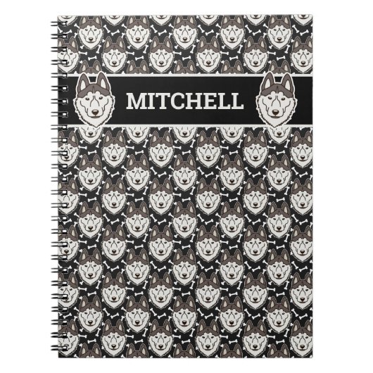 忠実なシベリアのハスキー北極そり犬ペットワンちゃん ノートブック (正面)