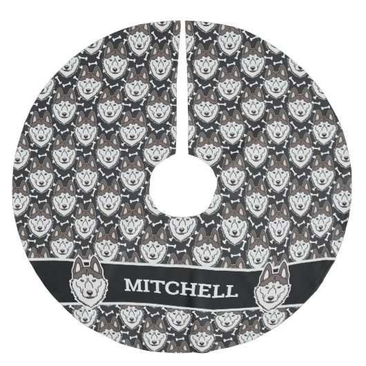 忠実なシベリアのハスキー北極そり犬ペットワンちゃん ブラッシュドポリエステルツリースカート (正面)