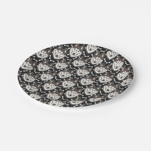 忠実なシベリアのハスキー北極そり犬ペットワンちゃん ペーパープレート (アングル)