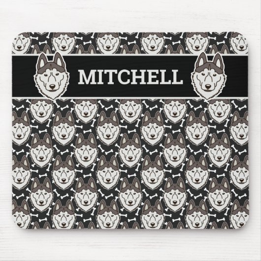 忠実なシベリアのハスキー北極そり犬ペットワンちゃん マウスパッド (正面)