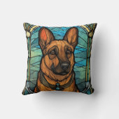 忠実なドイツのシェパードのステンドグラス装飾用クッション クッション (裏面)