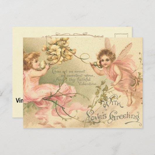 忠実なバレンタインの花の妖精 シーズンポストカード (正面/裏面)