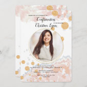 忠実なピンクの写真宗教招待状 招待状 (正面/裏面)