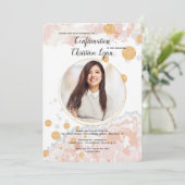 忠実なピンクの写真宗教招待状 招待状 (スタンド正面)
