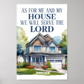 忠実なホームジョシュア24:15クリスチャンの壁画 ポスター (正面)
