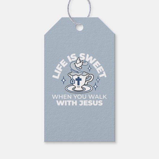 忠実なリビングアート – Teacup with Cross and Dove ギフトタグ (正面)