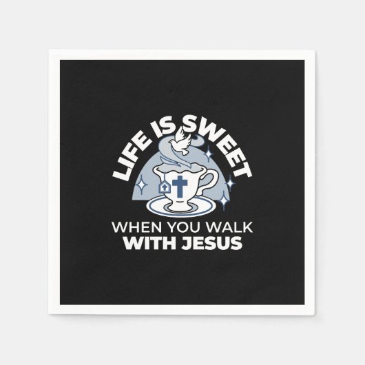 忠実なリビングアート – Teacup with Cross and Dove スタンダードカクテルナプキン (正面)