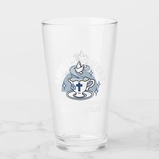 忠実なリビングアート – Teacup with Cross and Dove タンブラーグラス (正面)