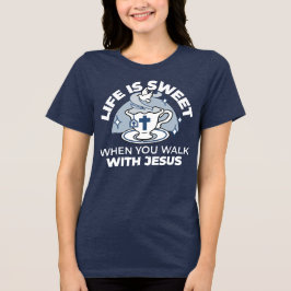 忠実なリビングアート – Teacup with Cross and Dove トライブレンドＴシャツ