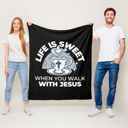 忠実なリビングアート – Teacup with Cross and Dove フリースブランケット (インサイチュ)