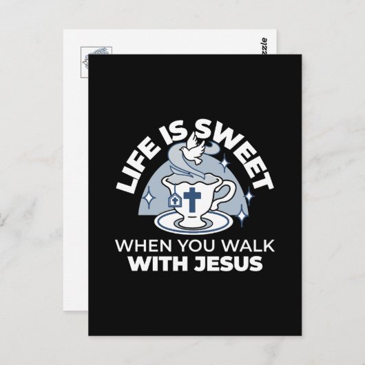 忠実なリビングアート – Teacup with Cross and Dove ポストカード (正面/裏面)