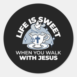 忠実なリビングアート – Teacup with Cross and Dove ラウンドシール