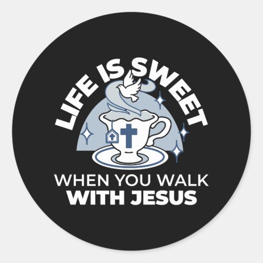 忠実なリビングアート – Teacup with Cross and Dove ラウンドシール (正面)