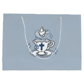 忠実なリビングアート – Teacup with Cross and Dove ラージペーパーバッグ (裏面)