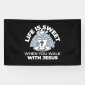 忠実なリビングアート – Teacup with Cross and Dove 横断幕 (横)