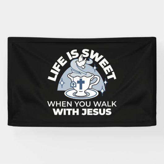 忠実なリビングアート – Teacup with Cross and Dove 横断幕 (横)