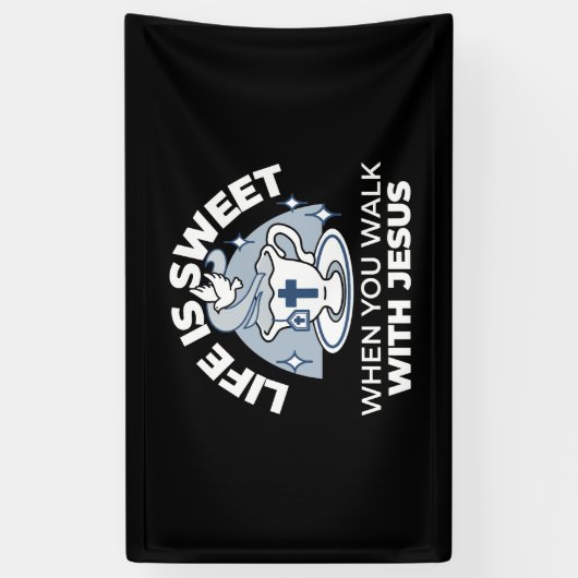 忠実なリビングアート – Teacup with Cross and Dove 横断幕 (縦)