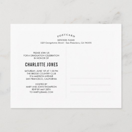 忠実な卒業式はがき インビテーションポストカード (裏面)