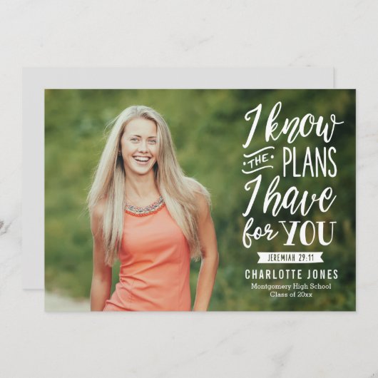 忠実な卒業編集可能なカラー卒業写真 招待状 (正面/裏面)