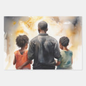 忠実な団結：祈りの言葉の黒人家族 ラッピングペーパーシート (正面2)