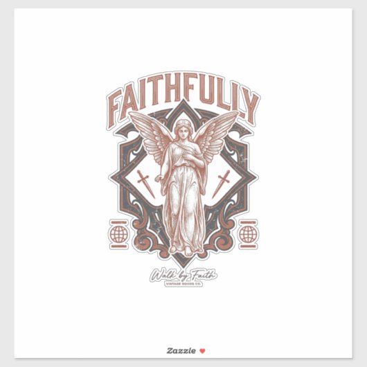 忠実な天使のビンテージ彫刻キリスト教Tシャツ シール (シート)