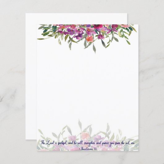 忠実な水彩花背景 (正面/裏面)