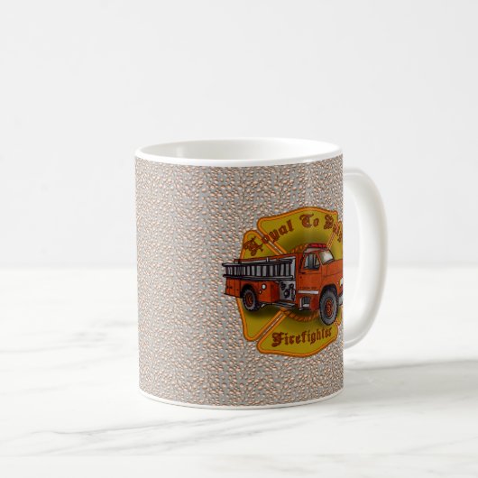 忠実な消防士の消防車のマグ コーヒーマグカップ (正面右)
