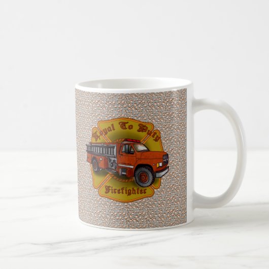 忠実な消防士の消防車マグカップ コーヒーマグカップ (右)
