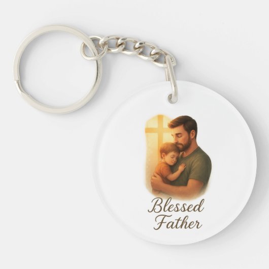 忠実な父の日の贈り物 – 賛美父 キーホルダー (正面)