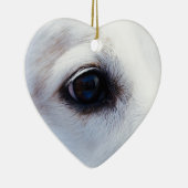 忠実な目を持つ白い犬、動物ペット犬BFF セラミックオーナメント (右)