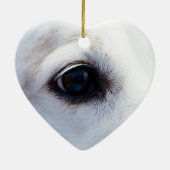 忠実な目を持つ白い犬、動物ペット犬BFF セラミックオーナメント (裏面)