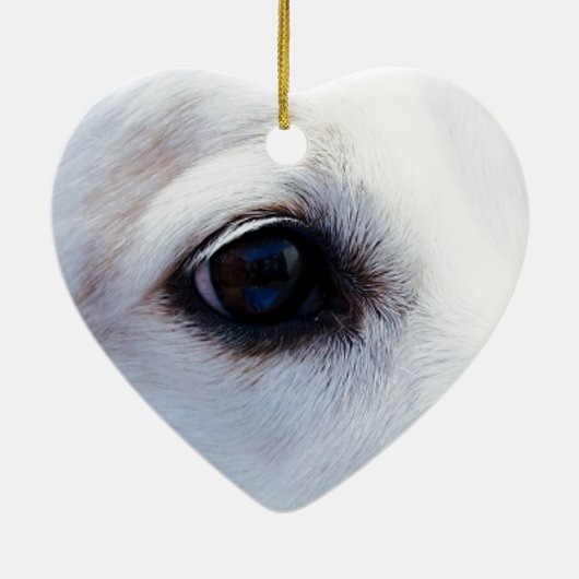 忠実な目を持つ白い犬、動物ペット犬BFF セラミックオーナメント (裏面)